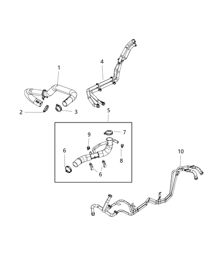 Hose And Tube Heater Supply And Return, Lower Diagram for 68268583AF