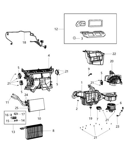 1997 Dodge B1500 Evaporator A/C With Tubes, Expansion Valve, And Seal Diagram for 68238026AA