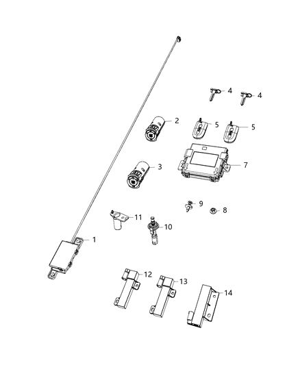 Transmitter Integrated Key Fob Diagram for 68143506AC