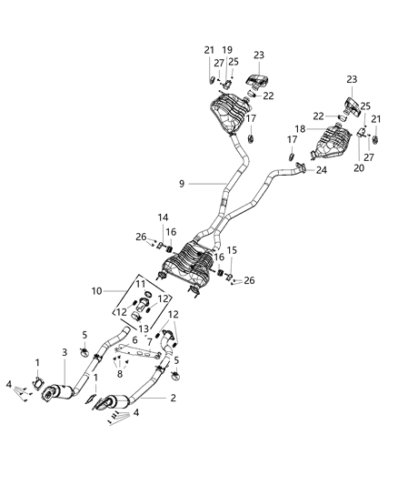 Muffler And Tailpipe Exhaust Includes Tailpipe Tip Diagram for 68289192AA