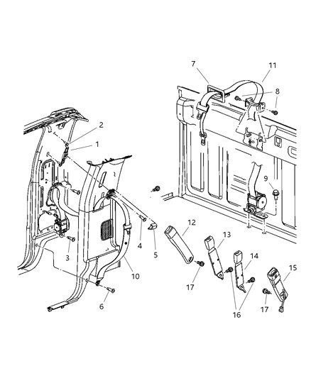 2001 Chrysler LHS Seat Belt Front Outer Diagram for 5KP141D5AA