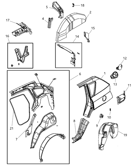 Panel Taillamp Mounting Diagram for 5074895AB