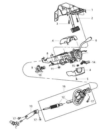 Shaft Steering Column Intermediate Diagram for 55351285AC