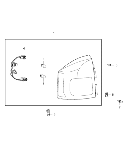 2008 Jeep Grand Cherokee Lamp Tail Stop Turn Sidemarker Diagram for 5272908AA