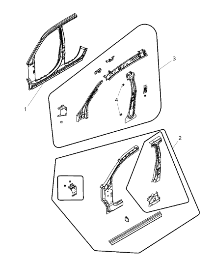2010 Jeep Compass Reinforcement Package Bode Side Aperture Front C - Frame Diagram for 68019708AA