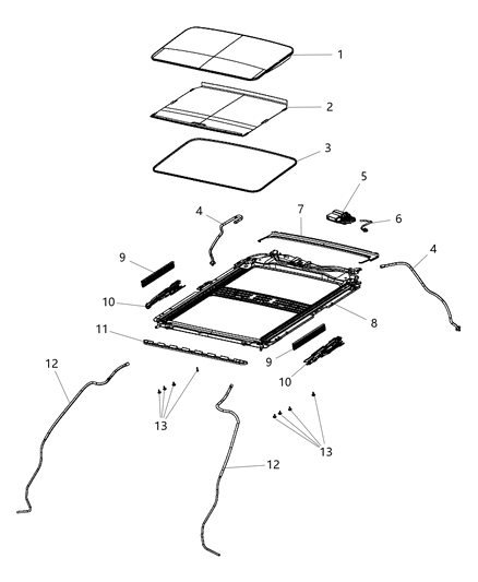 Sunshade Sunroof Diagram for 1JY39DX9AA