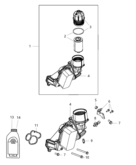 Filter Engine Oil 68229402Aa – Not for Ram 1500 Diagram for 68109834AA