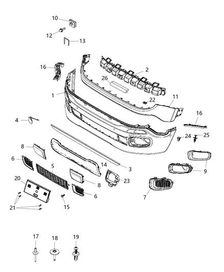 2000 Chrysler Sebring Applique Fascia Diagram for 5XB47XS9AA