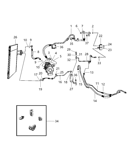 Line A/C Discharge Includes: O - Rings Diagram for 4677596AE