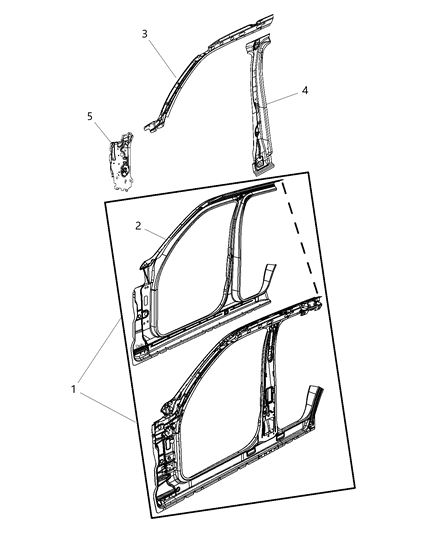 Panel Package Bodyside Aperture Front Front Outer Panel Only Diagram for 68030748AA