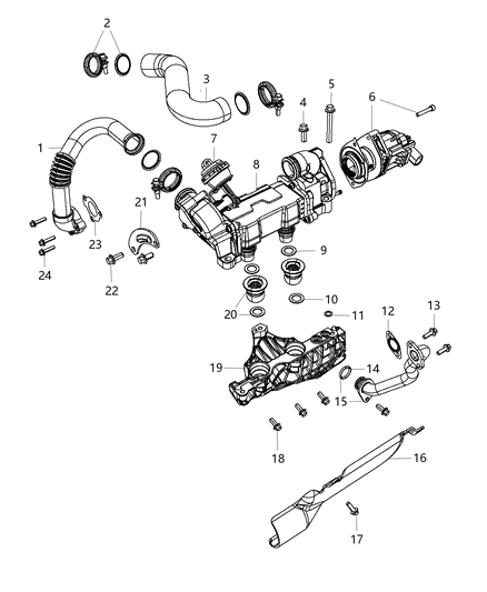 2015 Jeep Wrangler Support EGR Cooler Diagram for 68150055AA