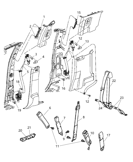 2006 Dodge Ram 2500 Seat Belt Rear Outer Diagram for 5JY421D5AB
