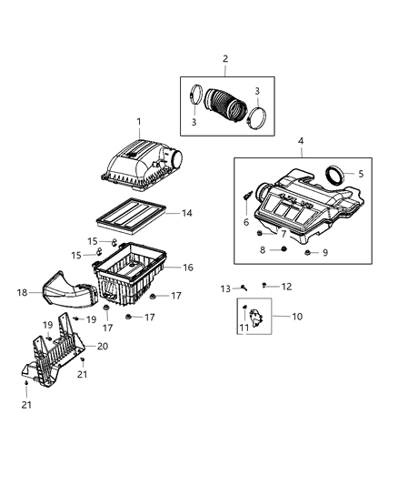 2003 Jeep Liberty Cover Air Cleaner, Upper Diagram for 53032405AC