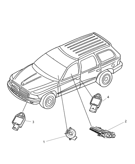 2008 Chrysler Aspen Module Occupant Restraint Diagram for 4896158AE