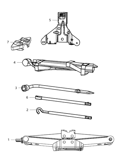 Bag Jack Tool Storage Diagram for 68068845AB