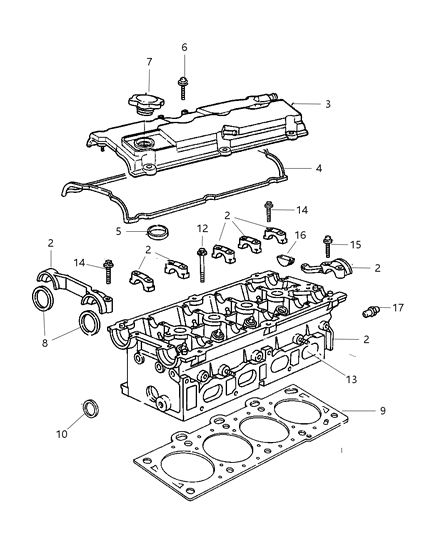 2004 Chrysler PT Cruiser Gasket Package Engine Upper Diagram for 5083152AA