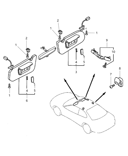 2009 Dodge Viper Holder, Sunvisor Diagram for MR711724