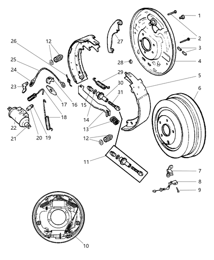 2006 Jeep Wrangler Plate Brake Backing Diagram for 5017760AA