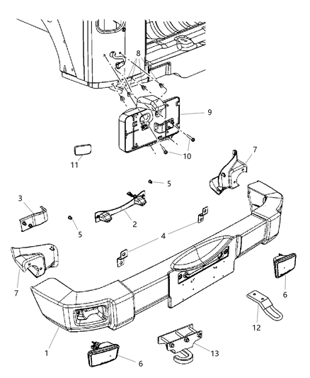 Bracket License Lamp Housing, Wiring And Bulb Diagram for 68003486AA