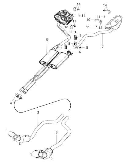 Muffler And Tailpipe Exhaust with Tip, Not Serviced Separate Diagram for 68271452AA