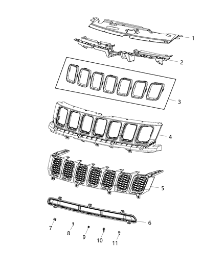 Panel Under Hood Appearance Female Support Fascia Seal Diagram for 68258700AB