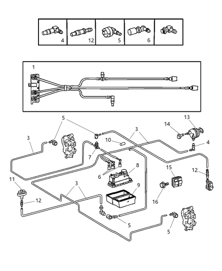 1998 Dodge Durango Repair Kit Vacuum Harness Door Lock Diagram for 5174674AA