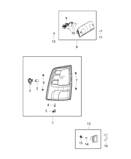 2006 Jeep Liberty Lamp Center High Mounted Stop Diagram for 55372082AD