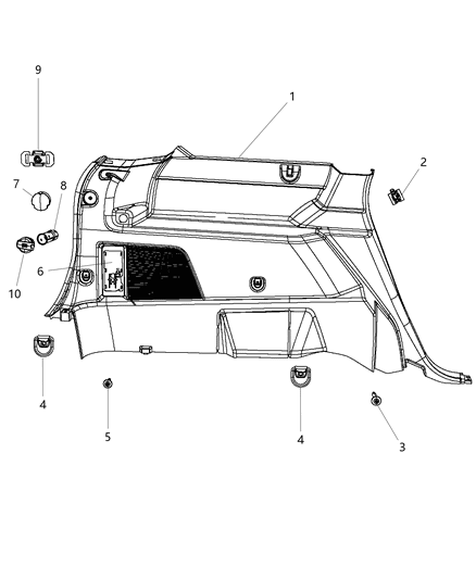 2015 Dodge Journey Button Cargo Tie Down Diagram for 68143042AA