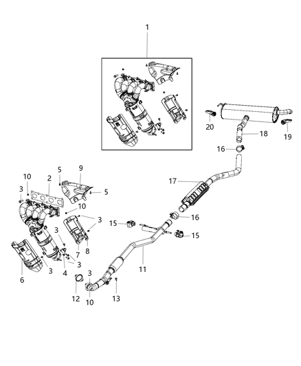 Muffler And Tailpipe Exhaust Diagram for 68286398AB