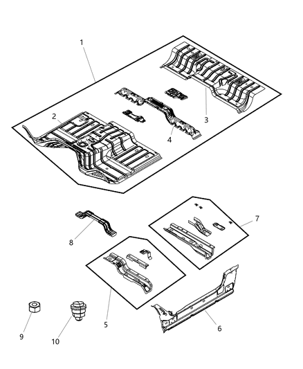 2009 Dodge Ram 1500 Pan Floor Diagram for 55372514AA