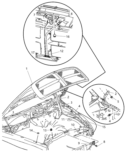 2002 Dodge Ram 1500 Latch Hood Diagram for 55255451