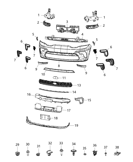 Nut Spring Visor Support/Bracket Attach Diagram for 6512212AA