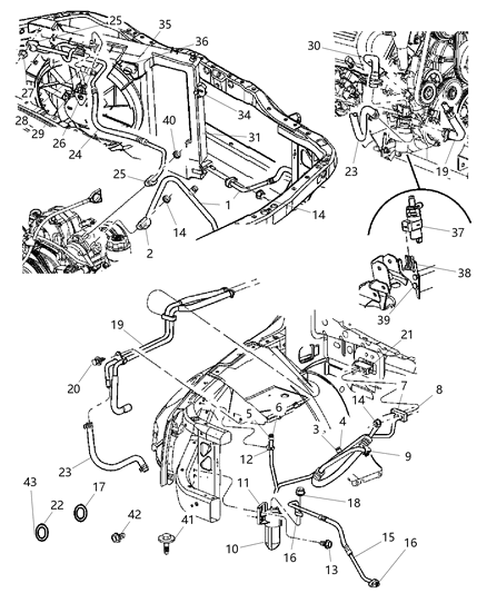 Transducer Package A/C Pressure Discharge Line Diagram for 5019881AA