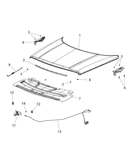 2013 Jeep Compass Latch Hood Diagram for 4589800AC