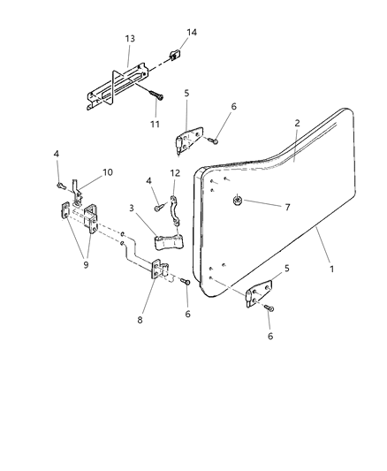 2005 Jeep Wrangler Door Front Diagram for 55174847AE