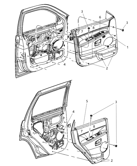 2021 Jeep Grand Cherokee L Panel Rear Door Trim Diagram for 5HR381D5AJ