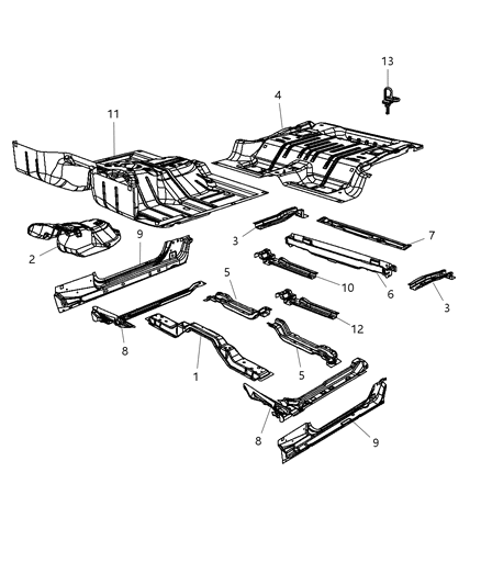 1988 Jeep J10 Panel Underbody Front Diagram for 5182369AB