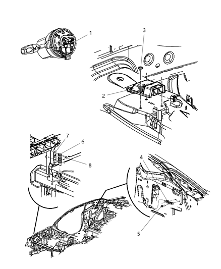 Module Steering Column Diagram for 5LY54XDVAB
