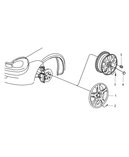 2001 Dodge Neon Cover Wheel Diagram for 4656191AB