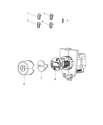 Cylinder Door Lock Diagram for 68166327AA