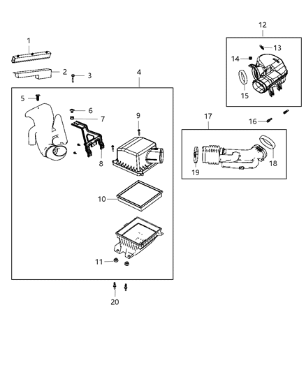 2001 Chrysler Town & Country Air Cleaner Diagram for 68045121AC