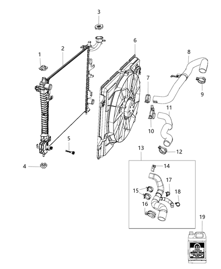 Hose Radiator Outlet Diagram for 68056029AF