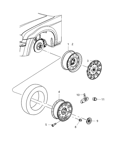 Cap Wheel Center Diagram for 4895801AA