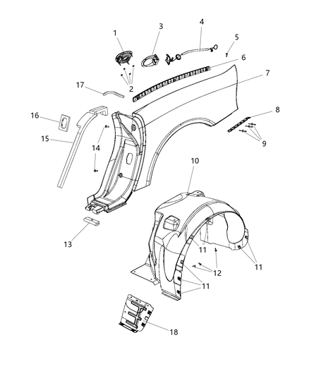 Shield Splash Rear Diagram for 68284694AB