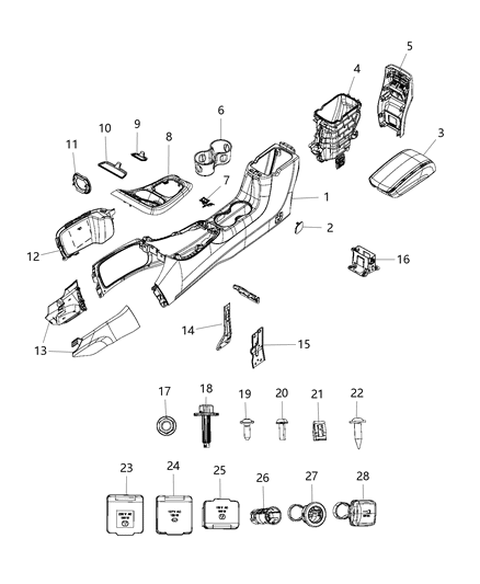 Armrest Console Diagram for 5ZK07LA8AB