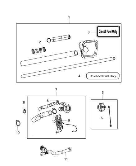 2006 Dodge Stratus Tube Fuel Filler Diagram for 68321574AB