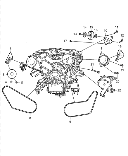 1996 Chrysler Town & Country Belt, A/C Compressor Drive Diagram for 4663950