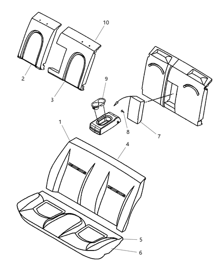1997 Chrysler Town & Country Cover Rear Seat Cushion Diagram for WJ341T5AA