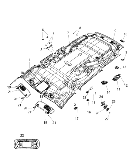 Pad Velcro, Sunroof Models Only Diagram for 68217517AA