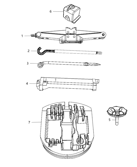 Tray Jack Storage Diagram for 68061747AB